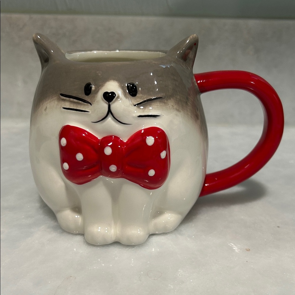 Wondershop Red and Gray Cat Mug